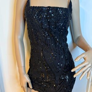 Black Sequin Bodycon Mini Dress | Sparkly Night Out Party Dress